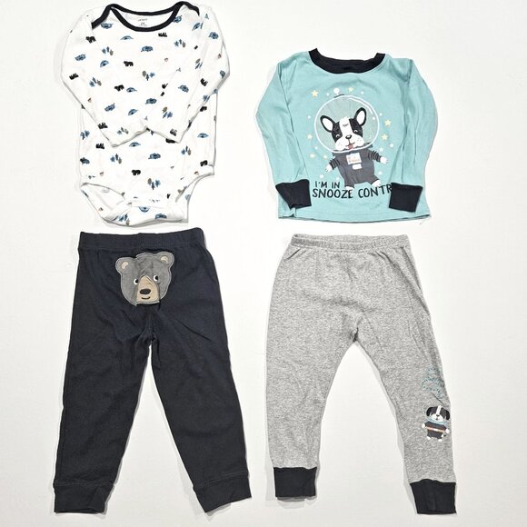 Carter’s 24M Pajama Lot of 2 – Space Dog & Bear Print Sleepwear - Picture 1 of 5